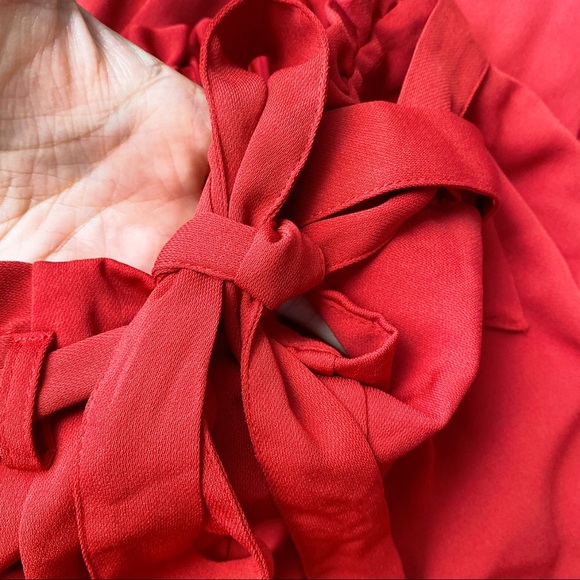 🌹 PRIMARK DARK RED CAPRI HIGH WAIST BELTED PANTS! - Picture 7 of 8